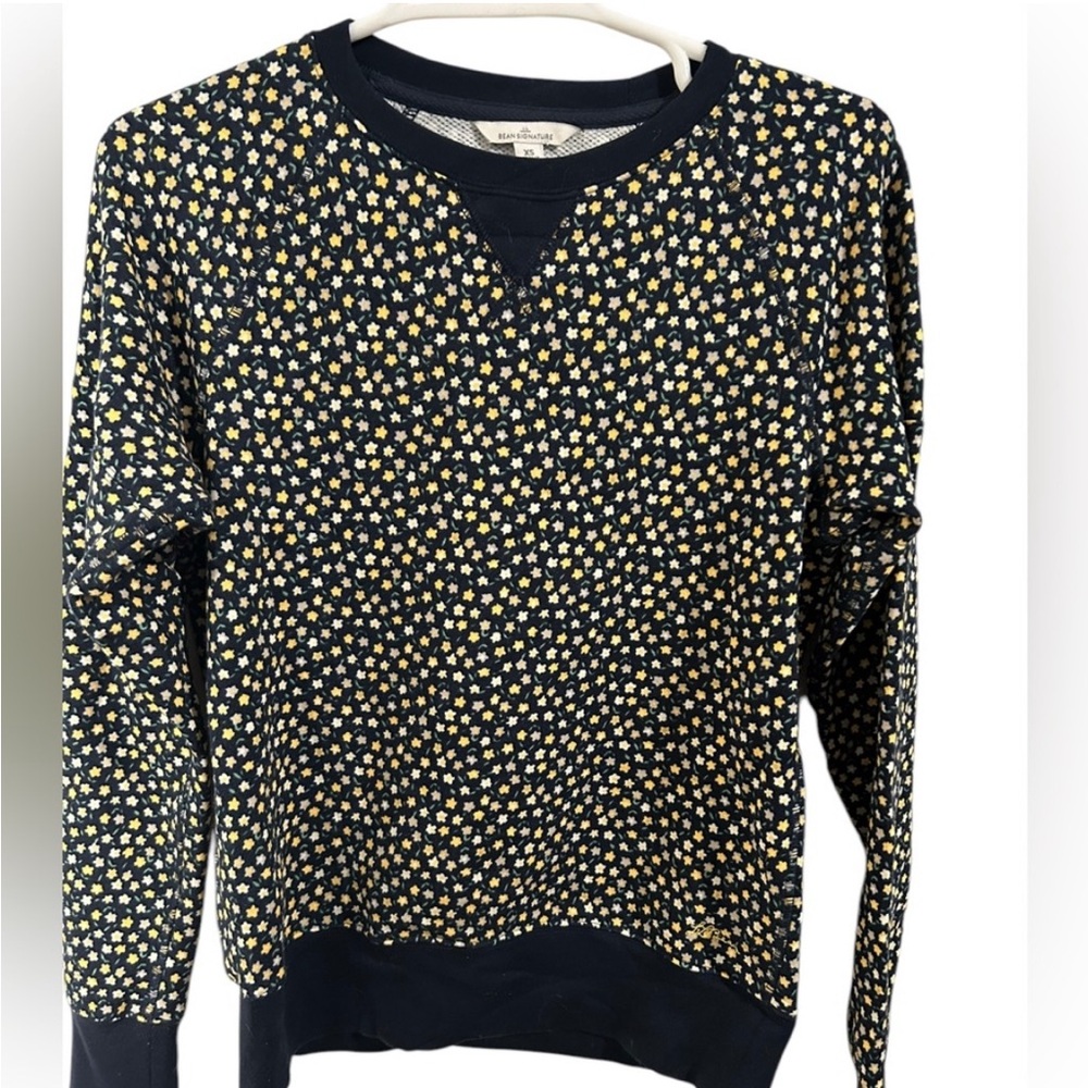L.L. Bean Signature Cozy Floral Crewneck Pullover Sweatshirt